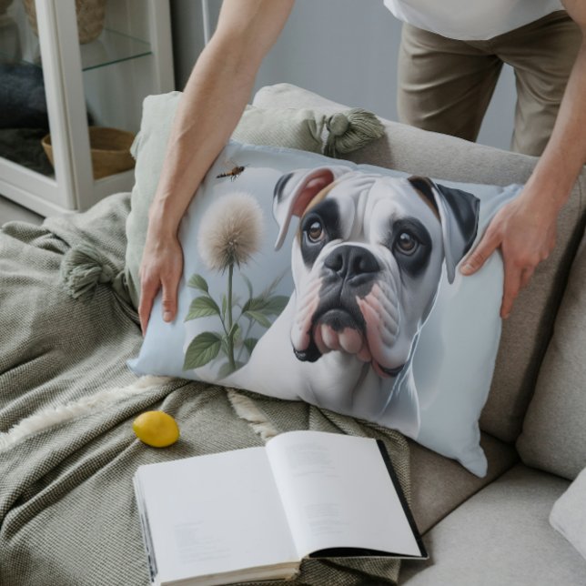 Coussins Décoratifs Beau Boxer Blanc figurant dans la Nature (Créateur téléchargé)