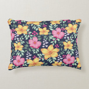 Coussins Décoratifs Beau motif floral Fleurs Foliage Bleu rose