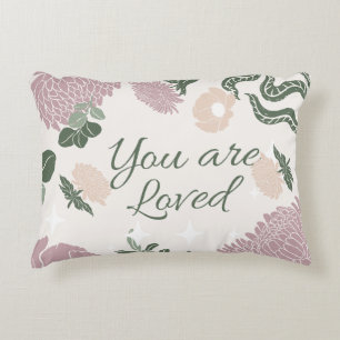 Coussins Décoratifs Beau pastel Vous êtes aimé Pink floral script