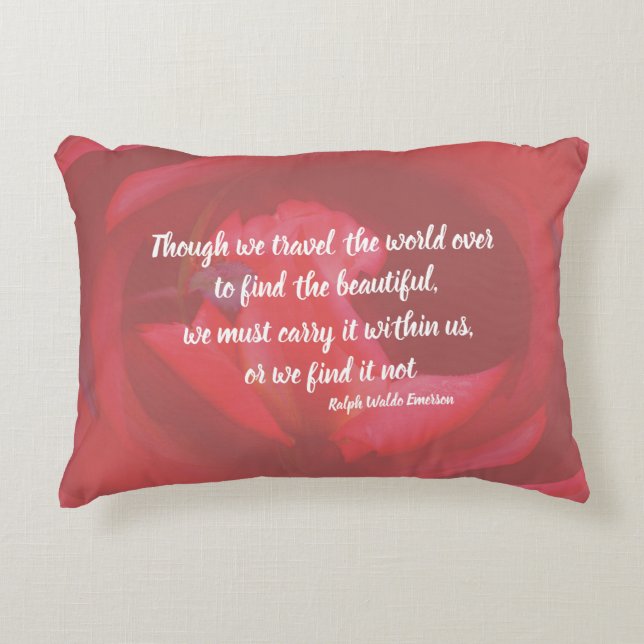 Coussins Décoratifs Beauté dans Rose Citation Inspirationnelle (Devant)