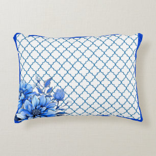 Coussins Décoratifs Beauté florale bleue et blanche