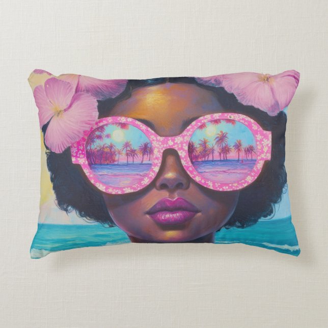 Coussins Décoratifs Beauté tropicale dans les tons roses (Devant)
