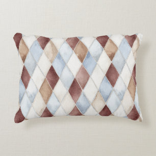 Coussins Décoratifs Beaux Diamants Bleus Crème Brun Tan