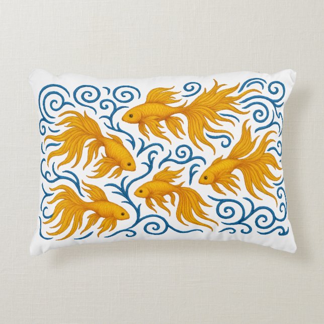 Coussins Décoratifs Beaux poissons dorés brodés (Devant)