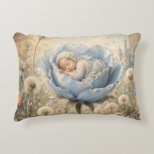 Coussins Décoratifs Bébé endormi dans une fleur bleue 
