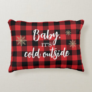 Coussins Décoratifs Bébé Il fait froid dehors Rouge Plaid