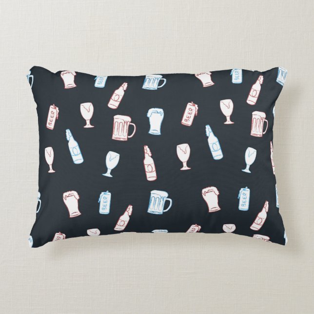 Coussins Décoratifs Beers Rustic Hand Drawn Whimsical Beer Man Cave (Devant)