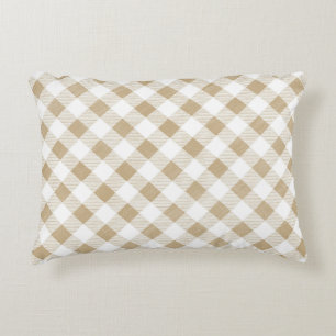 Coussins Décoratifs Beige neutre rustique En vichy Plaid