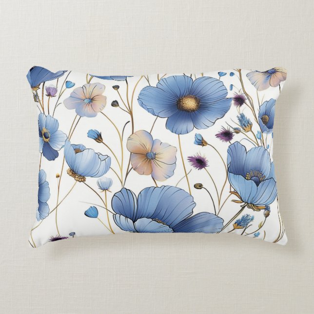 Coussins Décoratifs Belle fleur sauvage bleu clair (Devant)