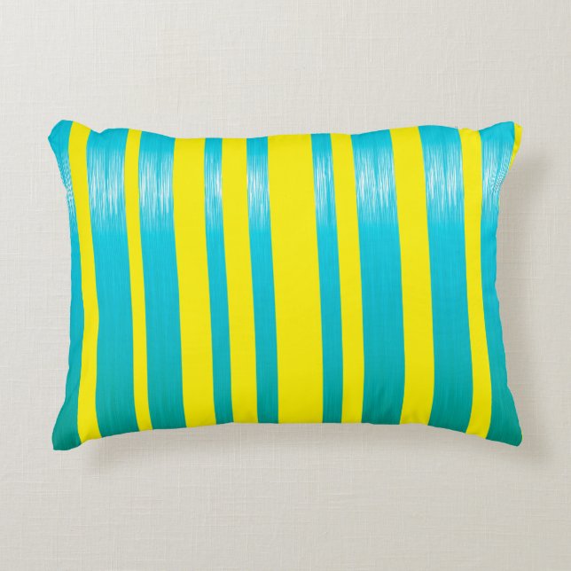 Coussins Décoratifs Belles rayures d'aqua jaune (Devant)