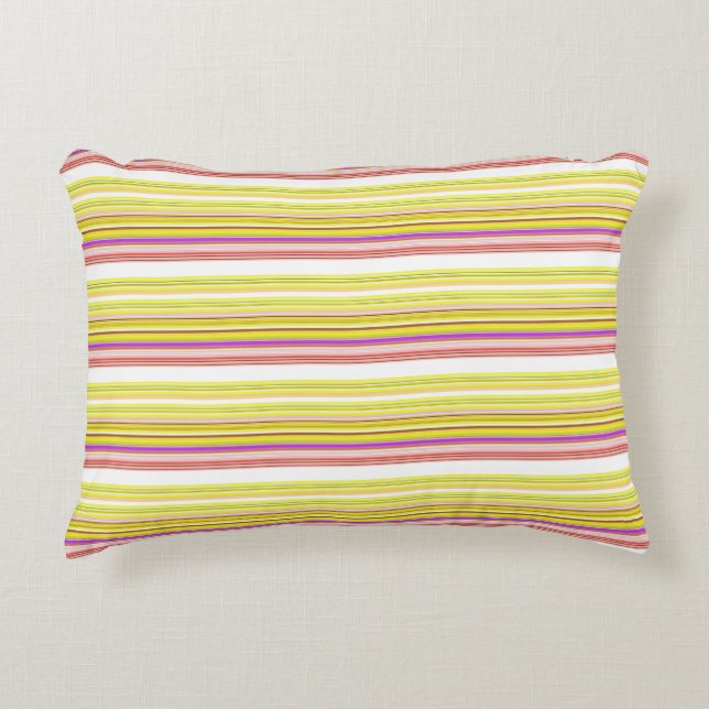 Coussins Décoratifs Belles rayures jaunes blanches (Devant)