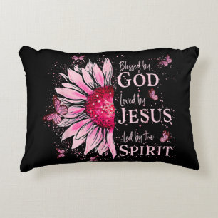 Coussins Décoratifs Béni Par Dieu - Aimé Par Jésus Tournesol Rose