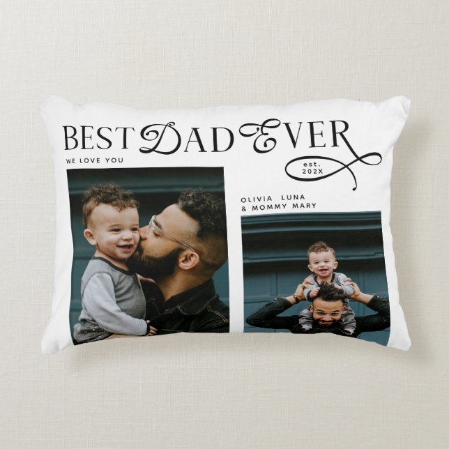 Coussins Décoratifs  Best Dad Ever 4 Photos Modern Fathers Day Gifts (Devant)