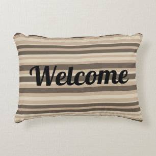 Coussins Décoratifs Bienvenue Rayé neutre 