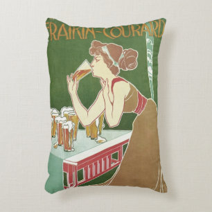Coussins Décoratifs Bière Art Nouveau Vintage Brasserie Fraikin-Courar