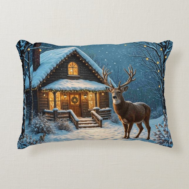 Coussins Décoratifs  Big Buck's Snowy Christmas Visit (Devant)