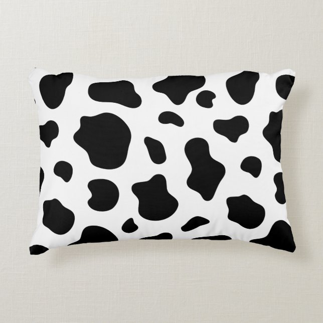 Coussins Décoratifs Black and White Cow Print Pillow Decorative Farmho (Devant)
