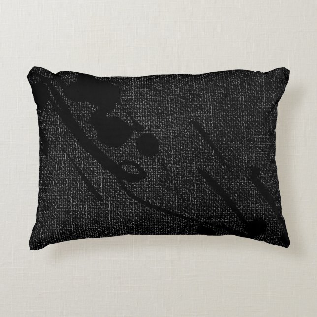 Coussins Décoratifs Black Burlap Moderne Peinture Abstraite (Devant)