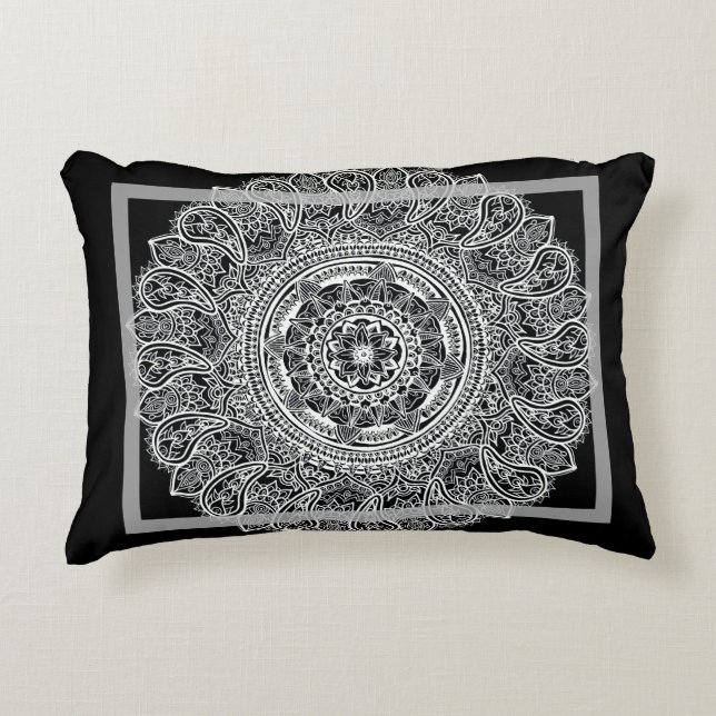 Coussins Décoratifs Black Mandala Throw Pillow (Devant)
