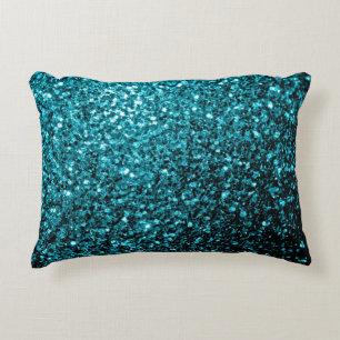 Coussins Décoratifs Bleu aqua brillant faux paillettes scintillent