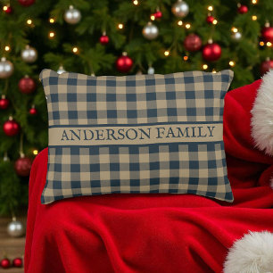 Coussins Décoratifs Bleu Bleu Buffle Beige Plaid Rustique Décor Motif