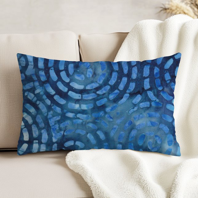 Coussins Décoratifs Bleu Boho Batik Spirales Abstraites (Créateur téléchargé)