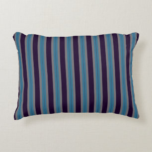 Coussins Décoratifs bleu denim, bandes violettes foncées et grises