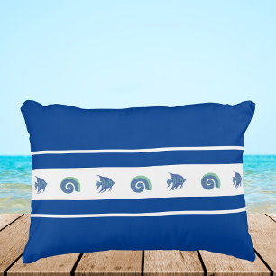 Coussins Décoratifs Bleu et blanc de la marine stylé coquilles Poisson