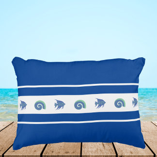 Coussins Décoratifs Bleu et blanc de la marine stylé coquilles Poisson