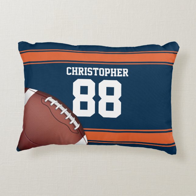 Coussins Décoratifs Bleu et Orange Grille Jersey Fer Football (Dos)