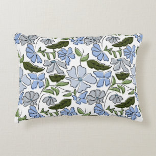 Coussins Décoratifs Bleu et vert main tiré bloc floral Imprimer