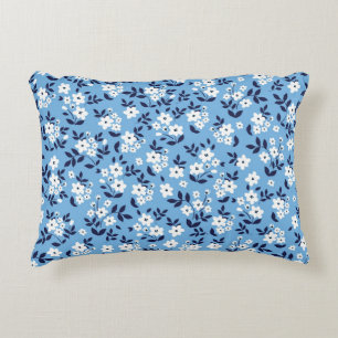 Coussins Décoratifs Bleu, Fleurs blanches : Vintage