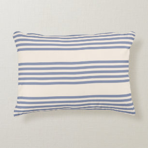 Coussins Décoratifs Bleu gris et beige cinq rayures motif