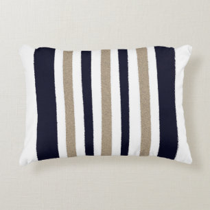 Coussins Décoratifs Bleu marine / Beige / Rayures papier blanc