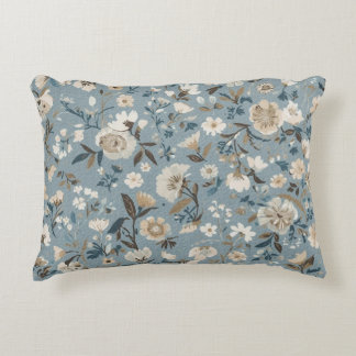 Coussins Décoratifs Bleu Poussiéreux Marron Crème Floral Cottage