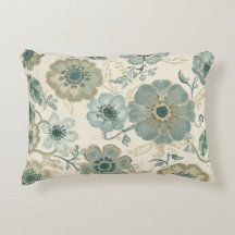 Bleu Poussiéreux Sage Vert Beige Floral Maison de