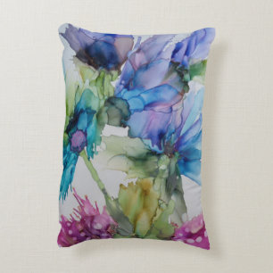 Coussins Décoratifs Bleu violet rose vert rose Art Floral