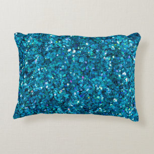 Coussins Décoratifs Bling bleu turquoise brillant