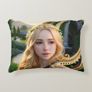 Coussins Décoratifs Blonde belle Muse Jouer une harpe