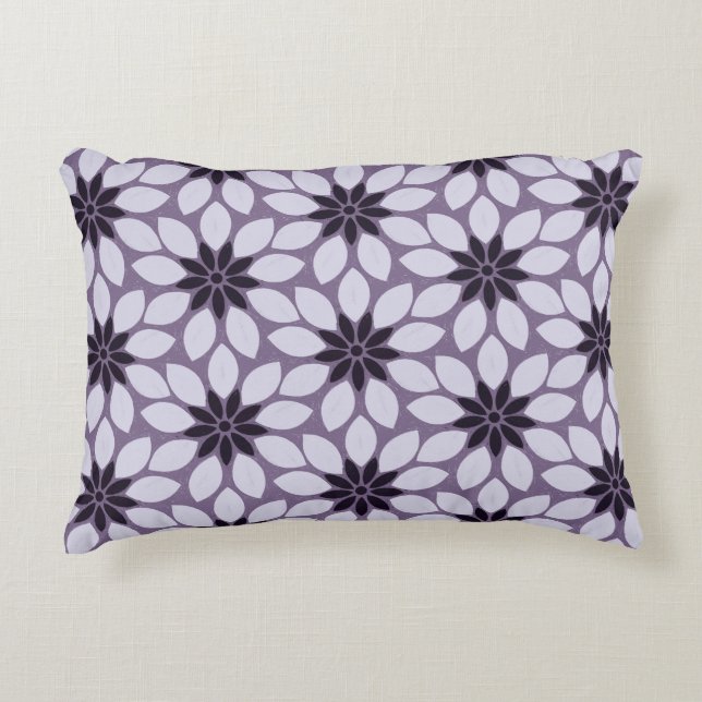 Coussins Décoratifs Bloquer l'impression Fleurs carrelées violet (Devant)