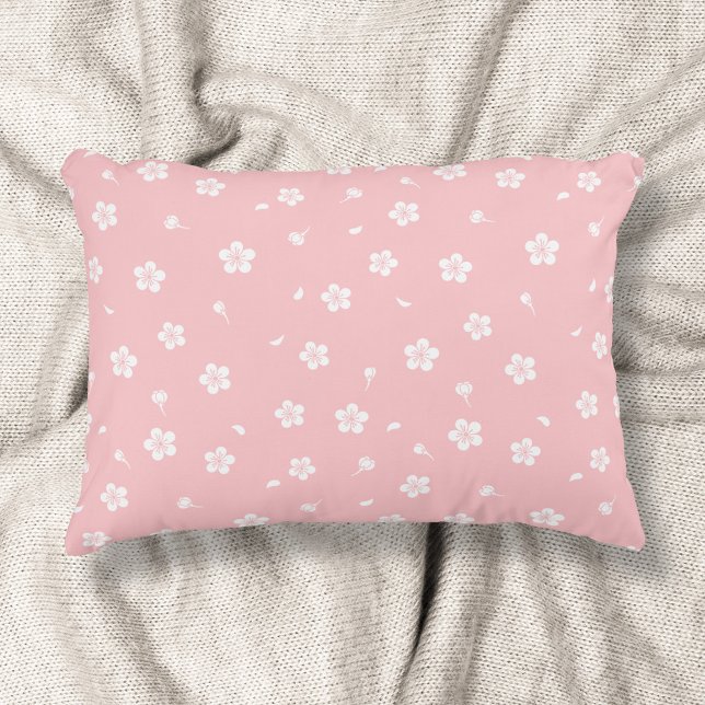 Coussins Décoratifs Blossoms blancs sur Motif rose bébé (Créateur téléchargé)