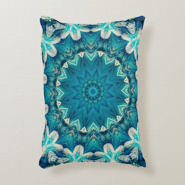 Coussins Décoratifs Blue Aqua Mandala Rosette Retro Hippie (Devant(Vertical))