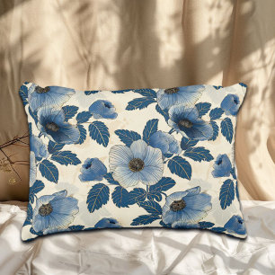 Coussins Décoratifs Blue Floral Gold Parties scintillant japonais Ukiy