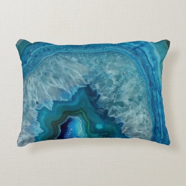 Coussins Décoratifs Blue Geode Rock Mineral Agate Crystal Image (Devant)
