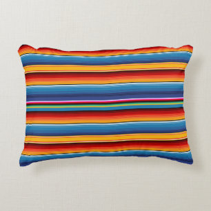 Coussins Décoratifs Blue Gold Red Sarape mexicaine
