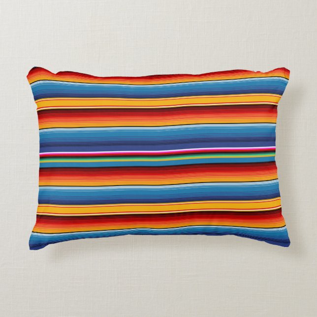 Coussins Décoratifs Blue Gold Red Sarape mexicaine (Devant)