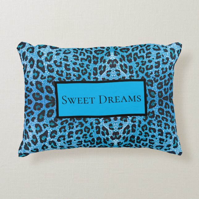 Coussins Décoratifs Blue Leopard Faux Sparkle Sweet Dreams Modern Chic (Devant)