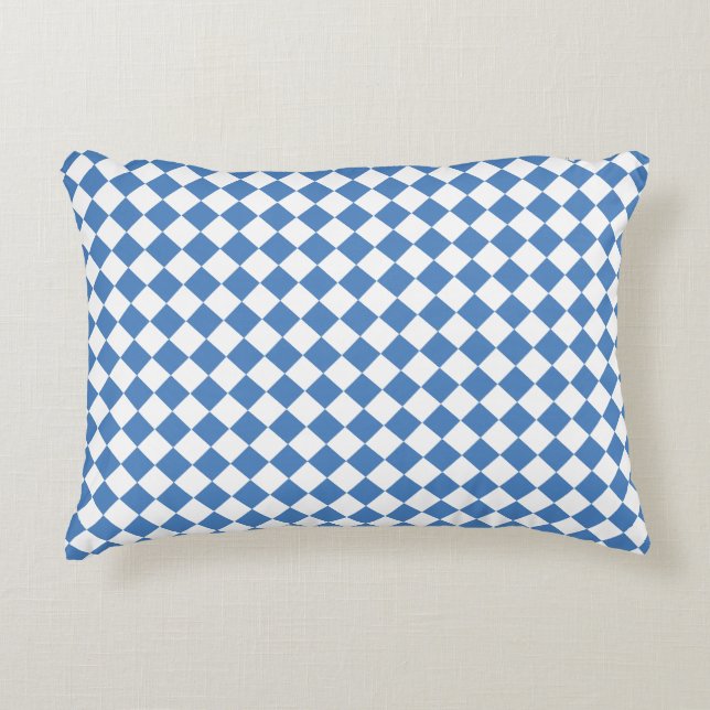 Coussins Décoratifs Blue White Checker Diamond Pattern (Devant)