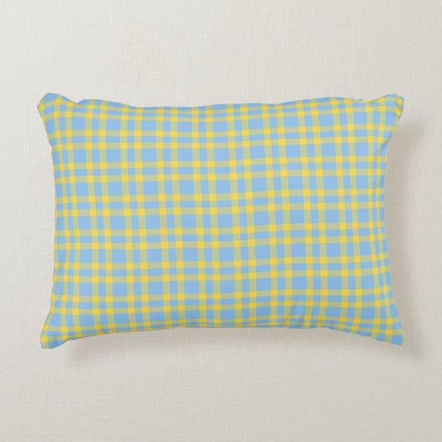 Coussins Décoratifs Blue Yellow Plaid Pattern (Devant)