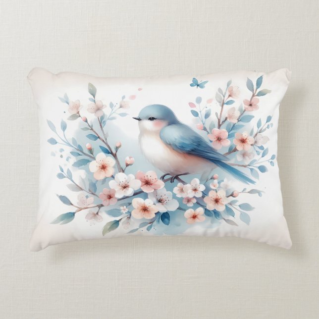 Coussins Décoratifs Bluebird Blossom Watercolor Serenity (Devant)